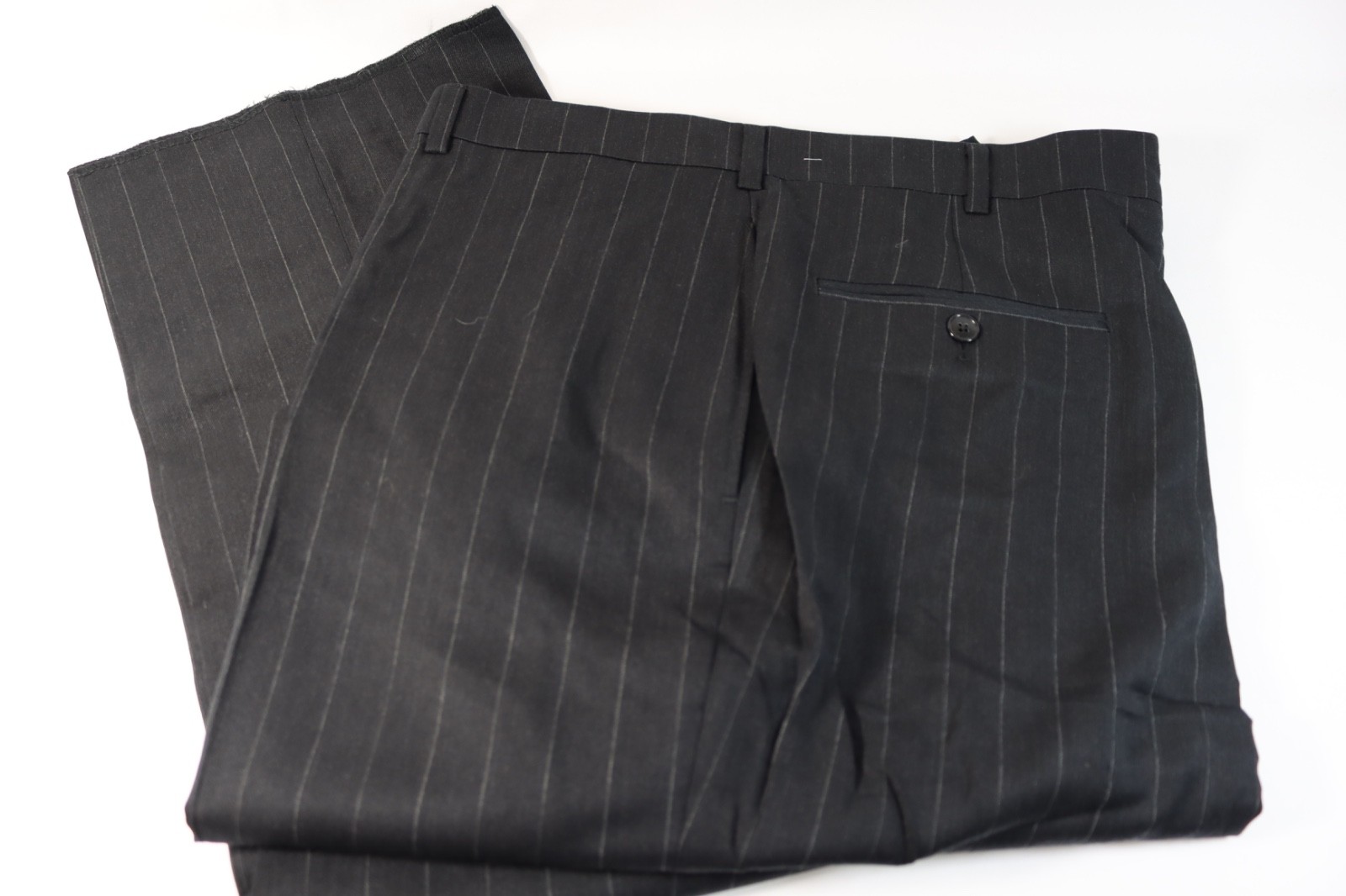 JOS A BANK Dress Pants Mens Size 42 Regular Black Pinstripe Slacks Unhemmed NEW