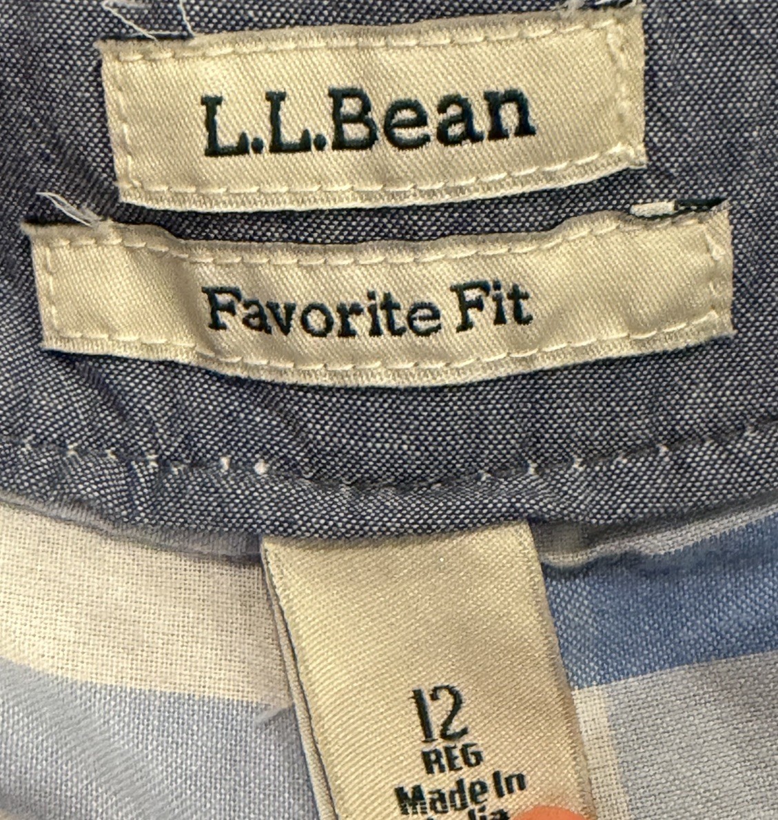 LL Bean Shorts Womens 12 Reg Blue Patchwork Plaid Favorite Fit Preppy Bermuda