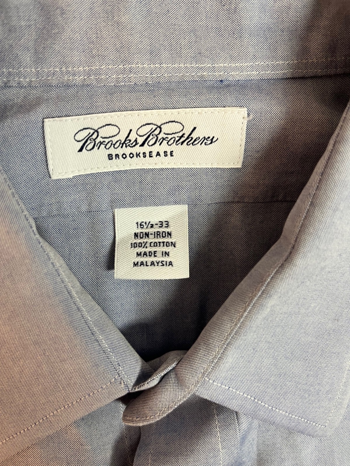 Brooks Brothers Mens Button Down Shirt 16 1/2-33 Non Iron Blue