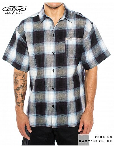 CALTOP OLD SCHOOL FLANNEL VETERANO SHORTSLEEVE SHIRT PLAID SM-5X GANGSTER