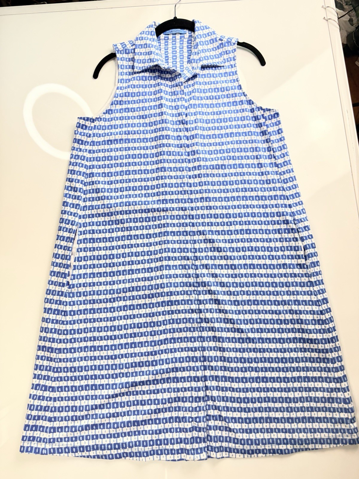 J Mclaughlin Negin Dress in Aberdeen Geo Size M Preppy Nautical Costal Stretch
