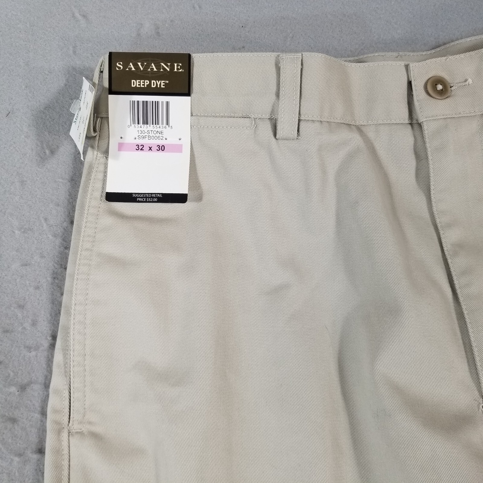 Savane khaki chino pants men’s 32×30 beige cotton preppy retro NEW