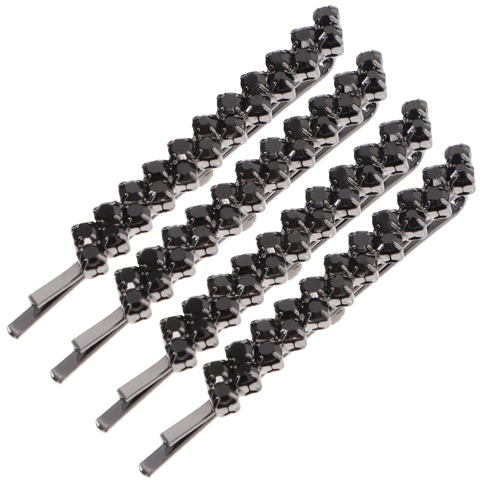 Uonlytech Hair Clips, 1 Set 2 Pairs Rhinestone 1 Count (Pack of 1), Black