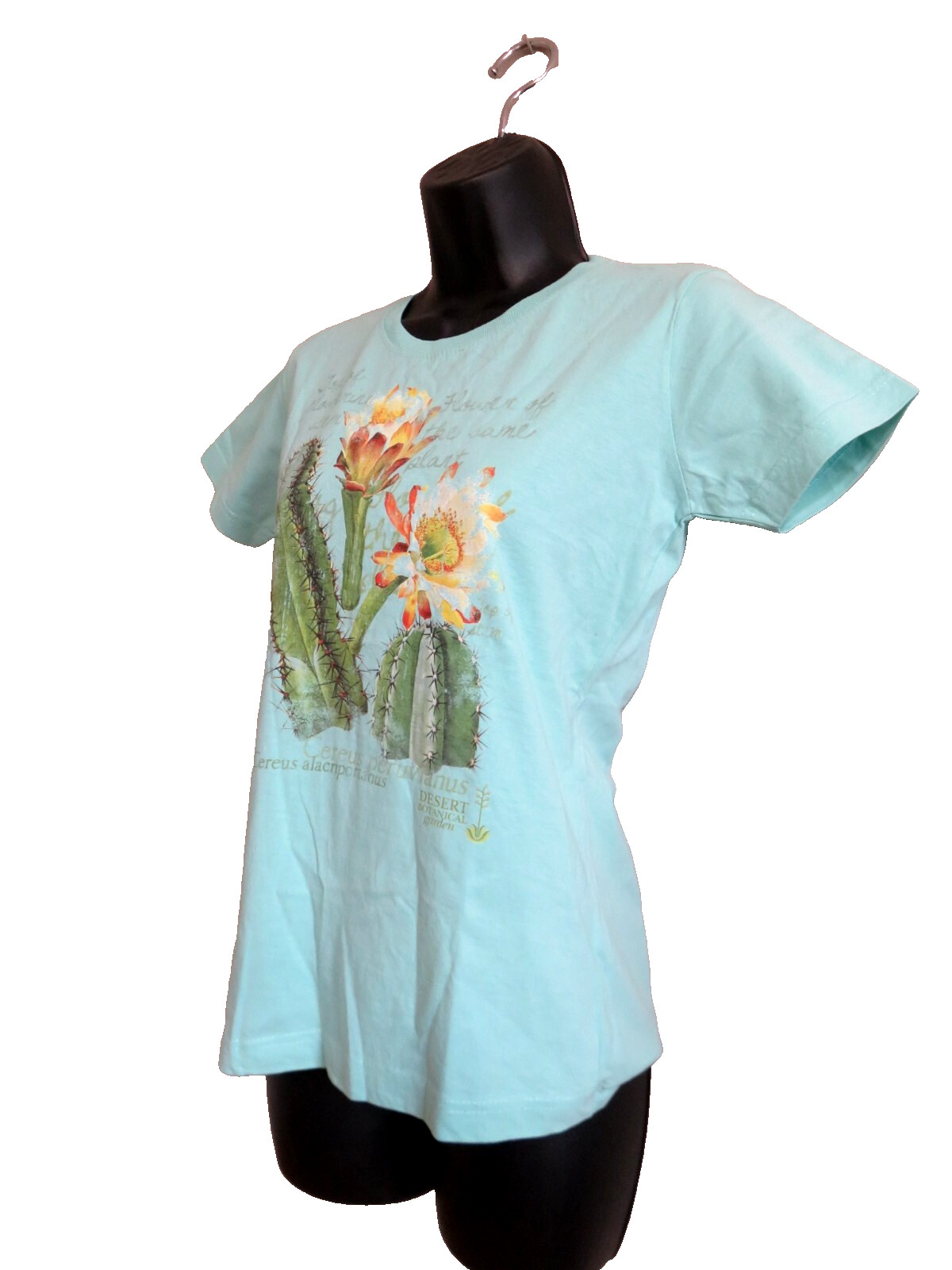 Desert Botanical Garden Cactus Flower Nature Shirt Green 100% Cotton Womens S
