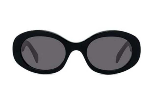 Celine Triomphe CL40194U 01A Shiny Black Smoke Oval Women’s Sunglasses Authentic