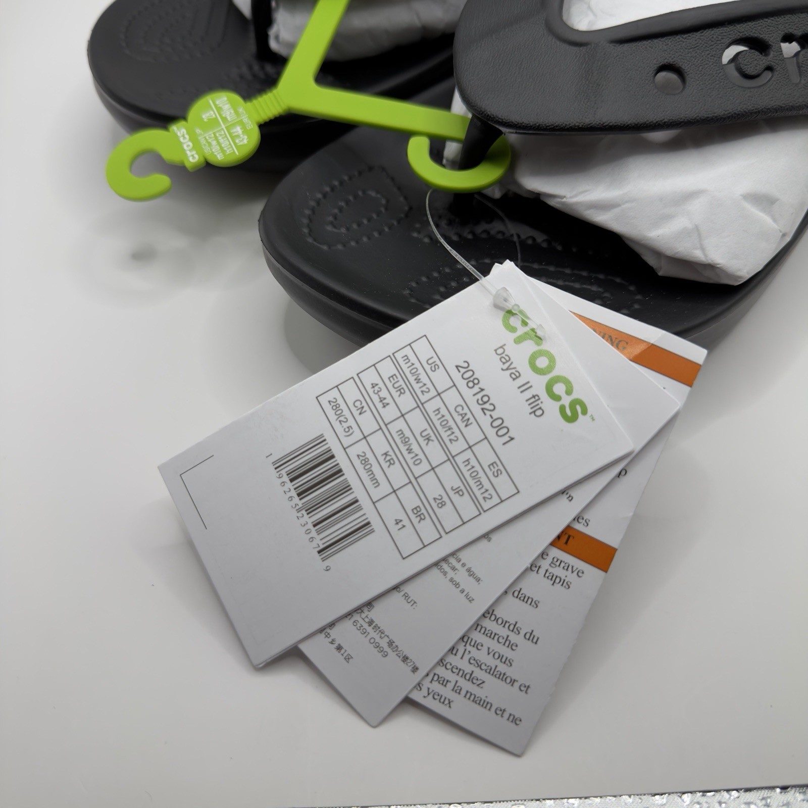 Crocs Adult Men’s Baya II Flip Flop Sandals Black US Mens Size 10 New with Tags