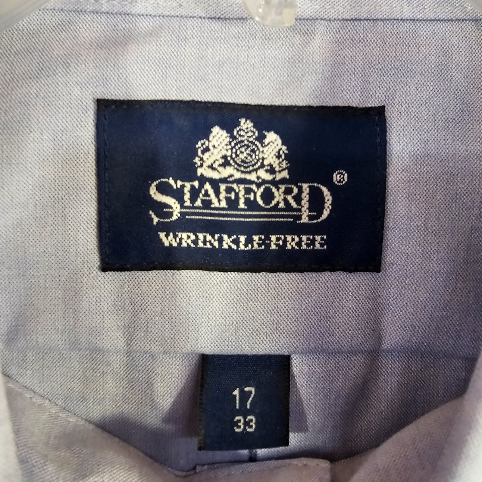 Stafford Pinpoint Oxford Shirt Mens Sz L Long Sleeve Button Down Pocket Blue NEW