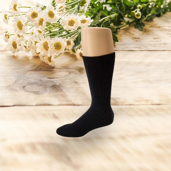 Men’s Organic Ribbed Cotton Crew Socks, Classic Colors with Wide Cuff for Dad