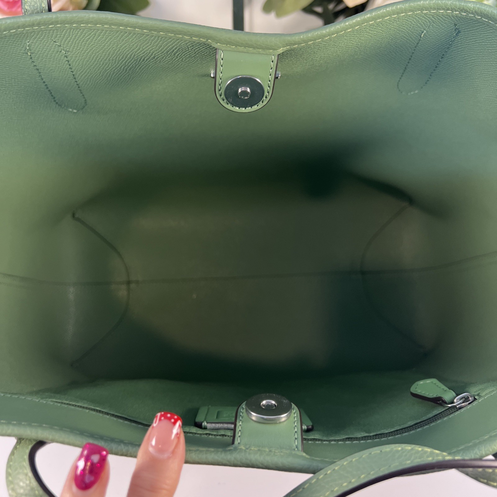 NWT🍃COACH Pebble Leather CITY Tote/Shopper/Shoulder Bag ~ Light Green🍃