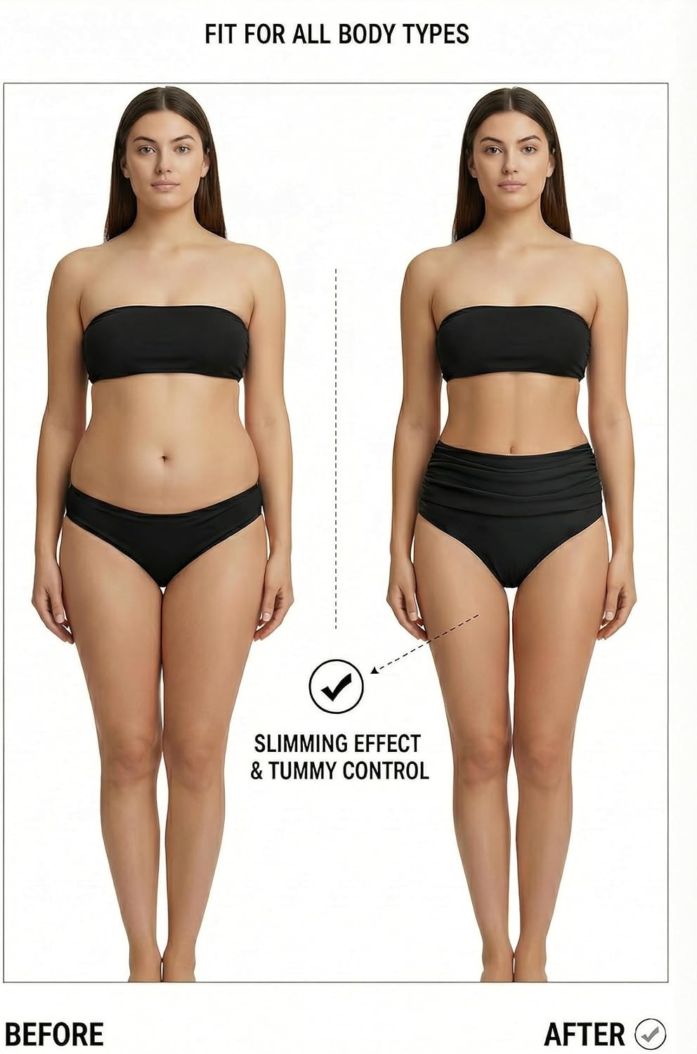 Sexy High Waisted Bikini Bottom Tummy Control Ruched Bathing Suit Swimwear