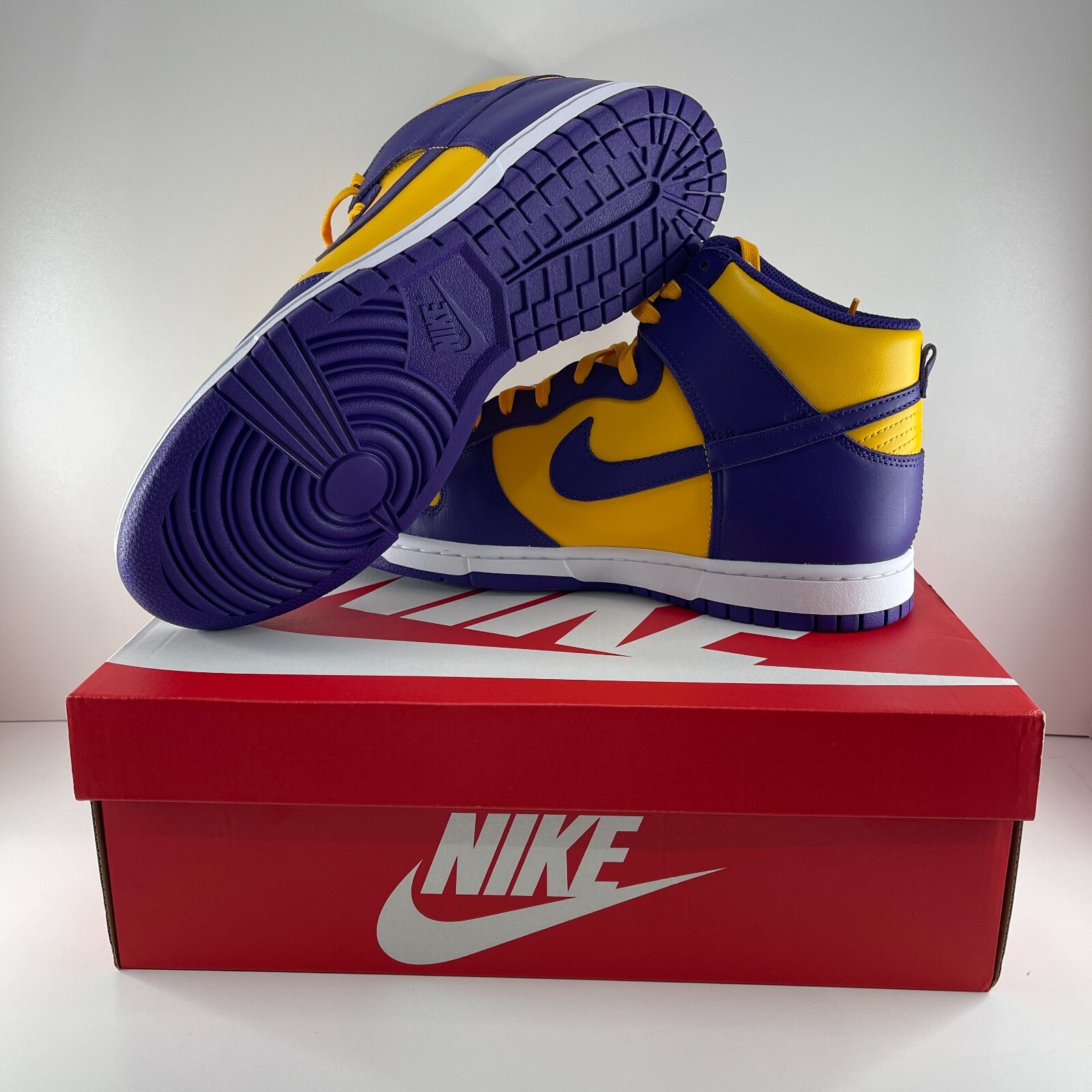 ✅ BNIB Nike Retro High Dunks Purple Lakers UK 10.5 US 11.5 EU 45.5 DD1399-500 📦