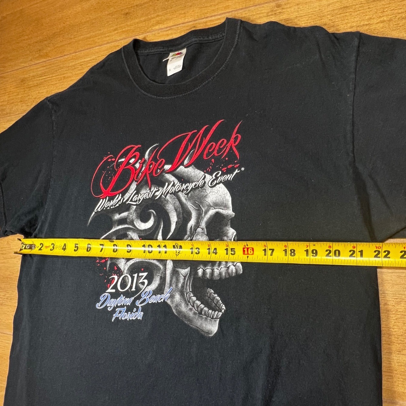 VTG Fruit of the Loom XL Black Bike Week Daytona Beach 2013 Skull T Shirt