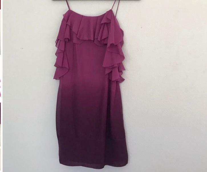 $395 REBECCA TAYLOR SILK Dress 6 S Ruffle Ombre Chloe Dye spade Magnolia kate