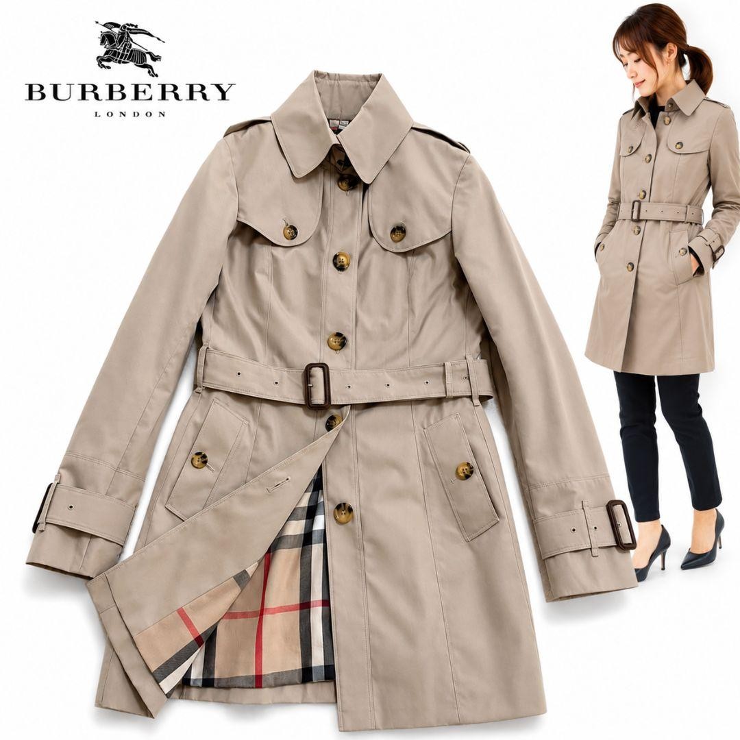 Excellent condition BURBERRY LONDON Trench Coat Nova Check UK6