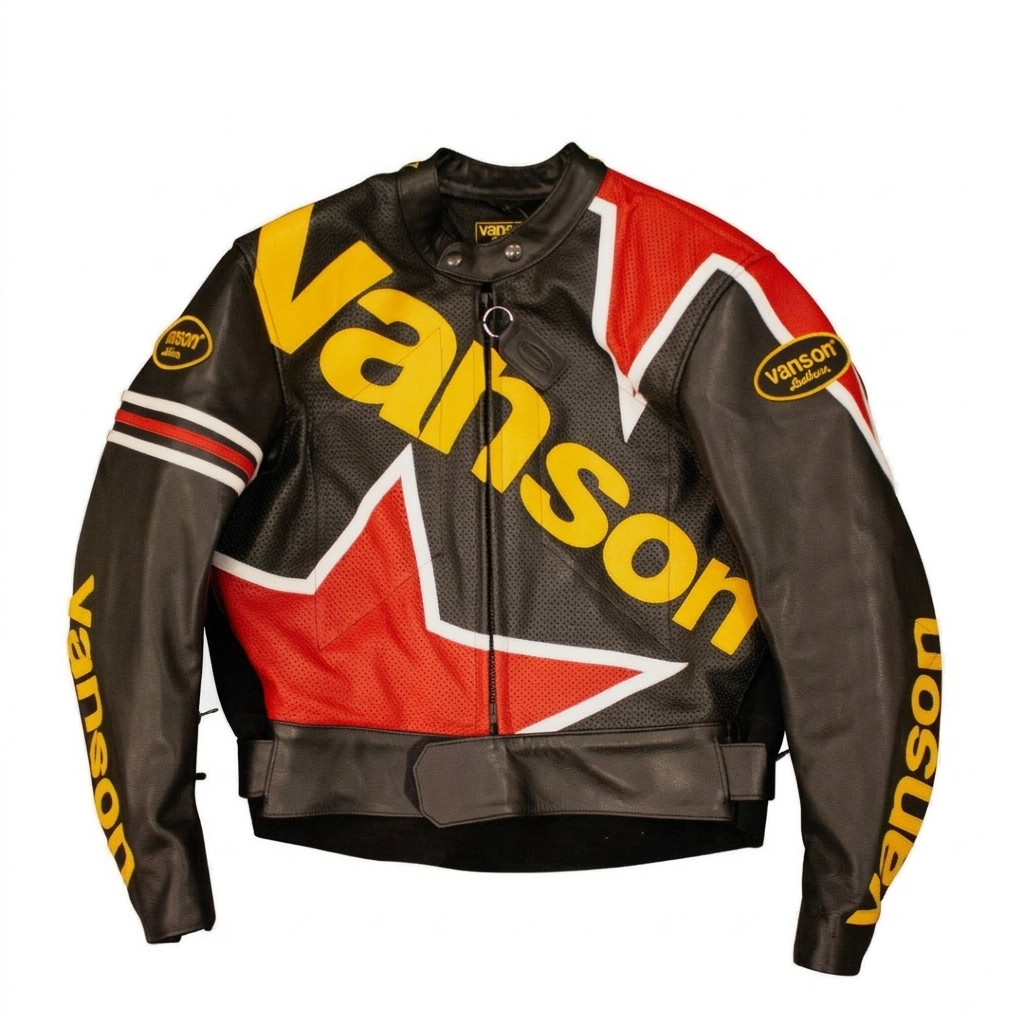 Van son Leathers Cobra Star Men’s Black Cowhide Leather Motorcycle Riding Jacket