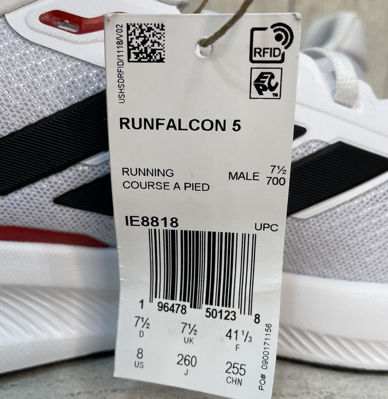 Adidas Runfalcon 5 Men’s Sz 8 White Black Red Scarlet Jog Walk Shoes IE8818 New