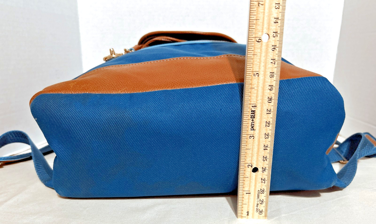 Coach Sawyer Backpack 37240 Canvas Nylon Leather Bright Mineral Blue Drawstring