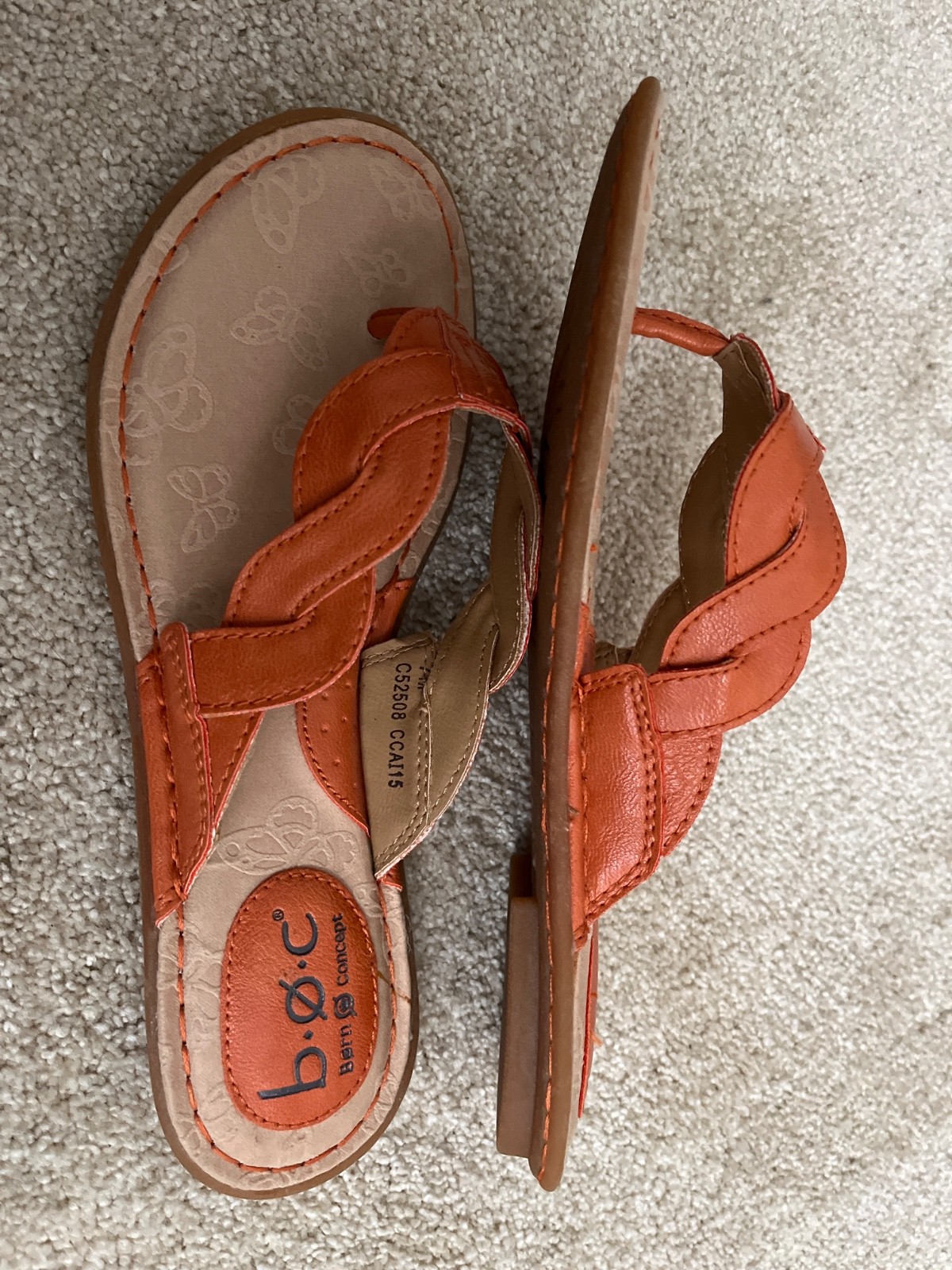 BOC Born Womens Size 7 Orange Thong Slip On Sandals
