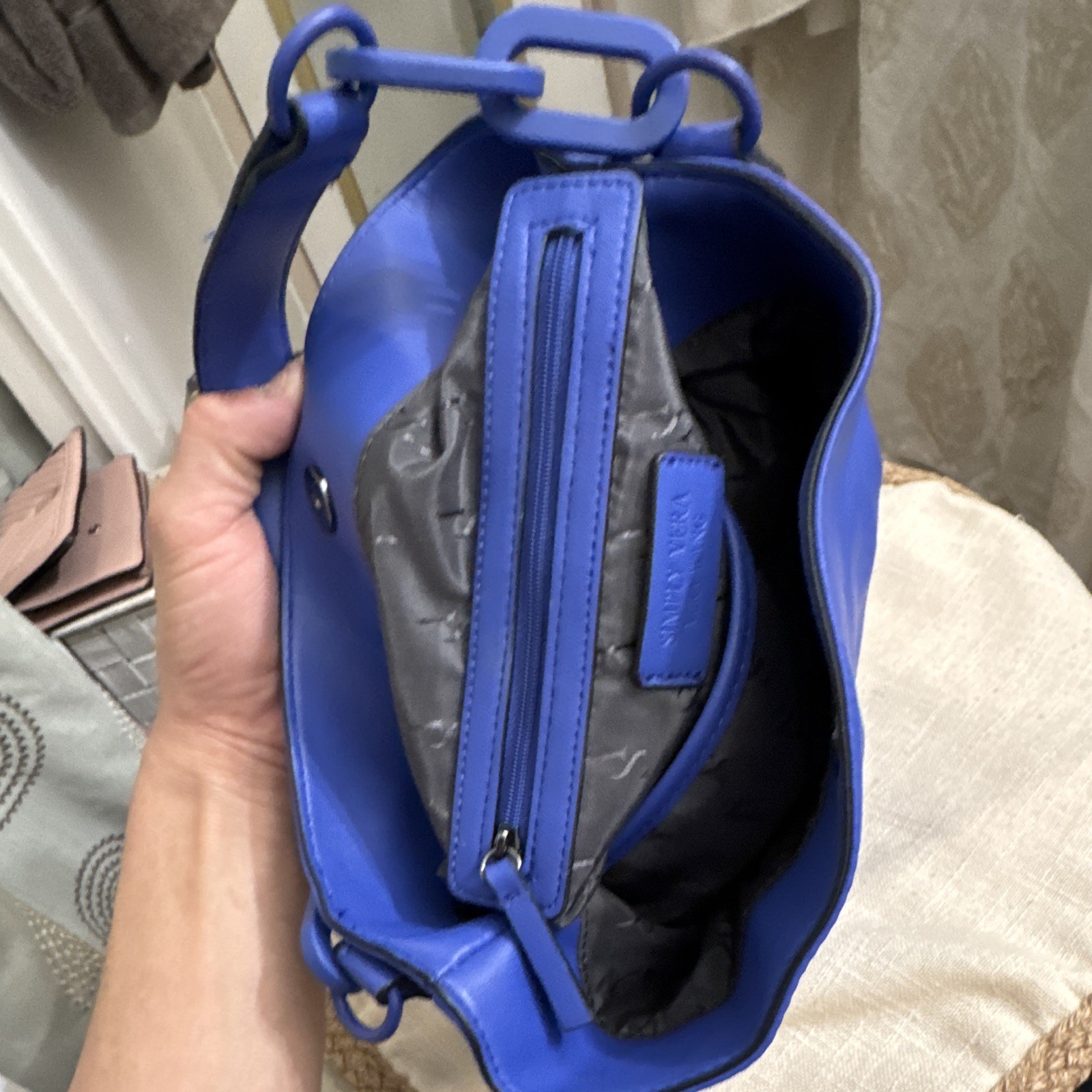Simply Vera Vera Wang Women’s Blue Crossbody Top Handle Snap Detachable Strap