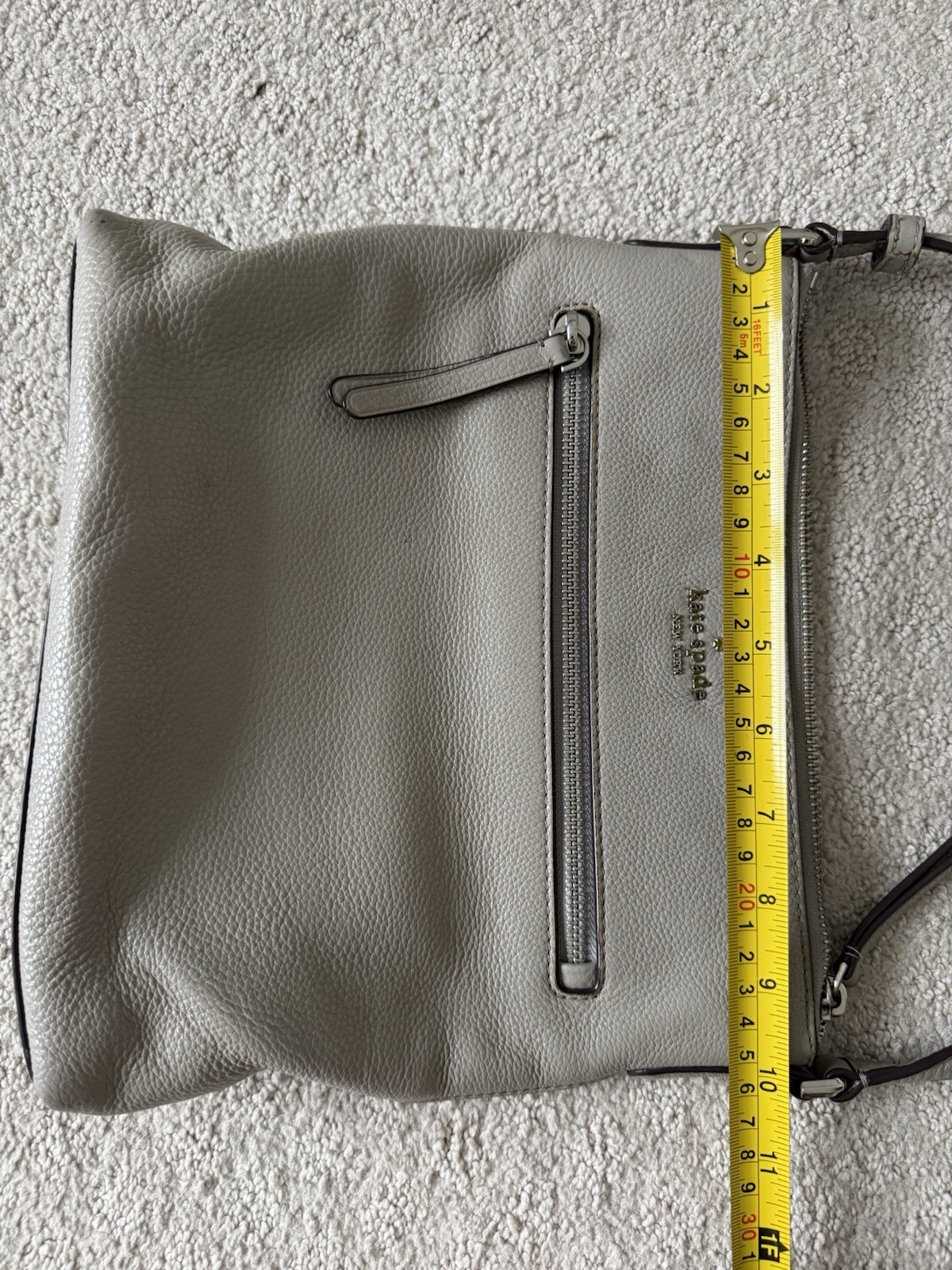 kate spade new york Gray Zip Top Crossbody Bag, Front Zip Pocket
