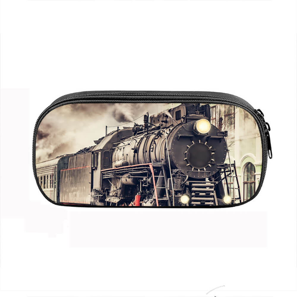Vintage Steam Train Cool Large School Backpacks Insulated Lunch Bag Pen Case Lot