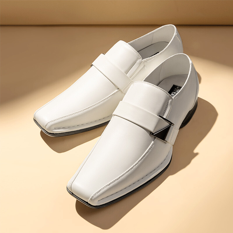 Men Dress Shoes Oxford Faux Leather Slip On Business Square Toe Loafer Shoes