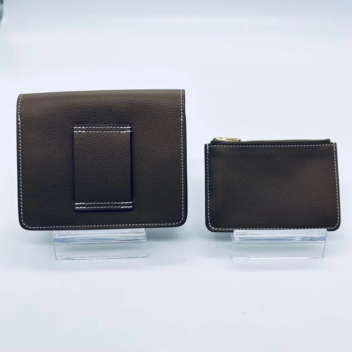 HERMES Roulis Slim B-stamp 2023 Compact Wallet Etoupe Leather