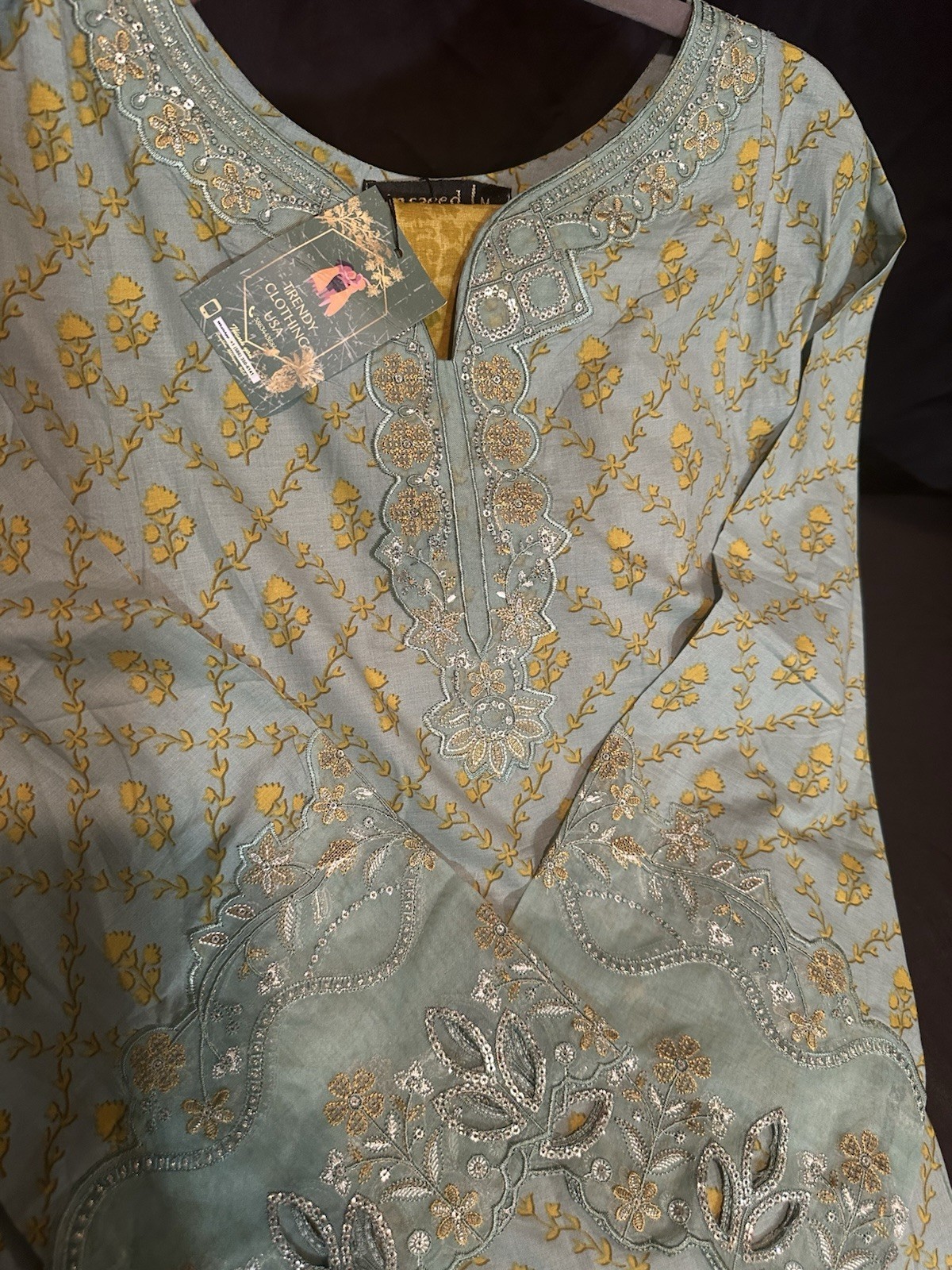 Bin Saeed Lawn Cotton 3 Pc Suit-premium Cut Work Emb- Aline Style-M & L – $44