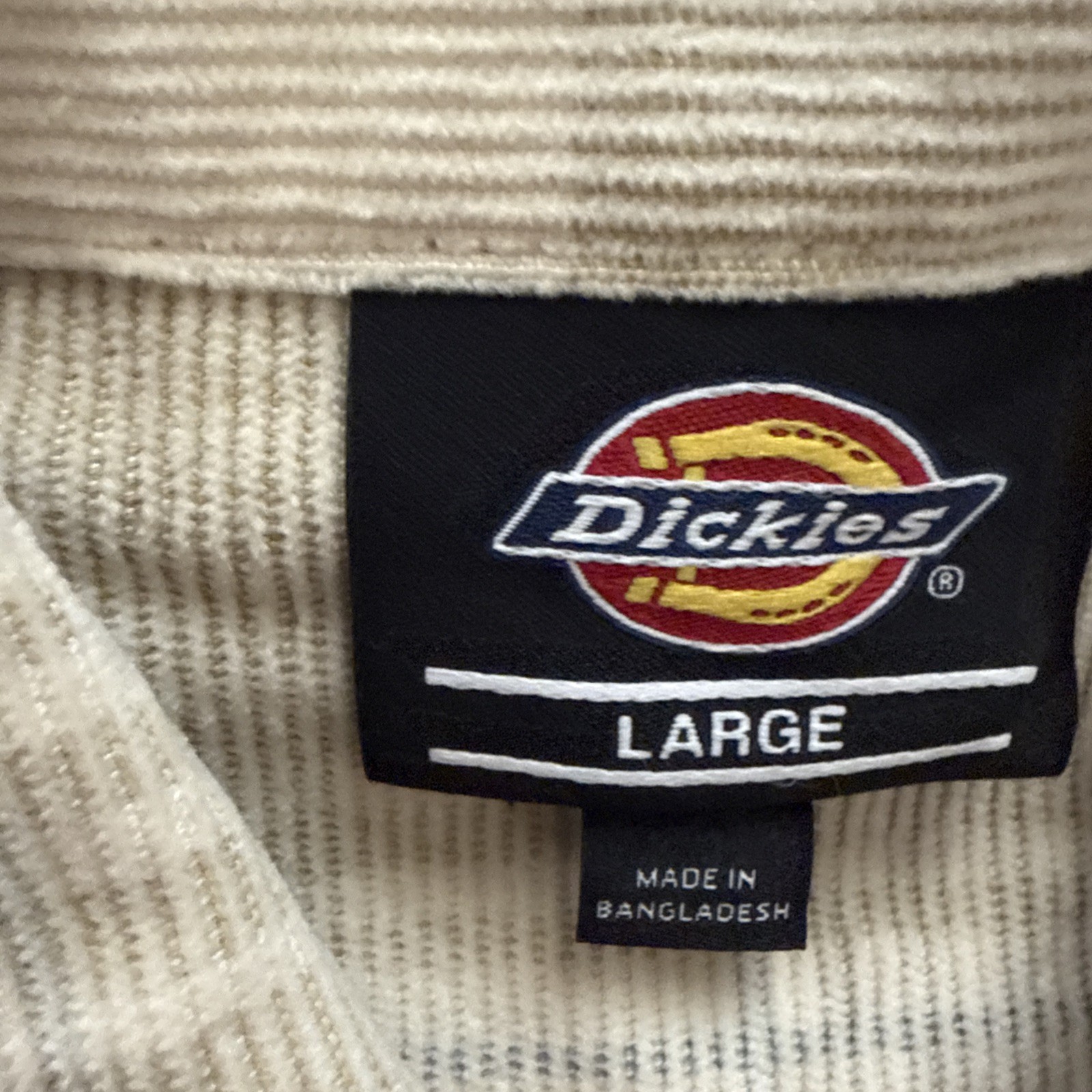 Dickies Corduroy Plaid Alma Button Up Shirt NWT Men’s Ivory Skater L/G
