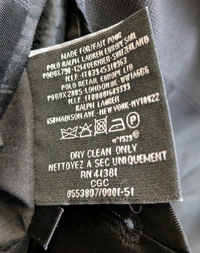 Ralph Lauren Black Label Italy Gray Nailhead Suit 40R 31×31 Full Canvas Wool