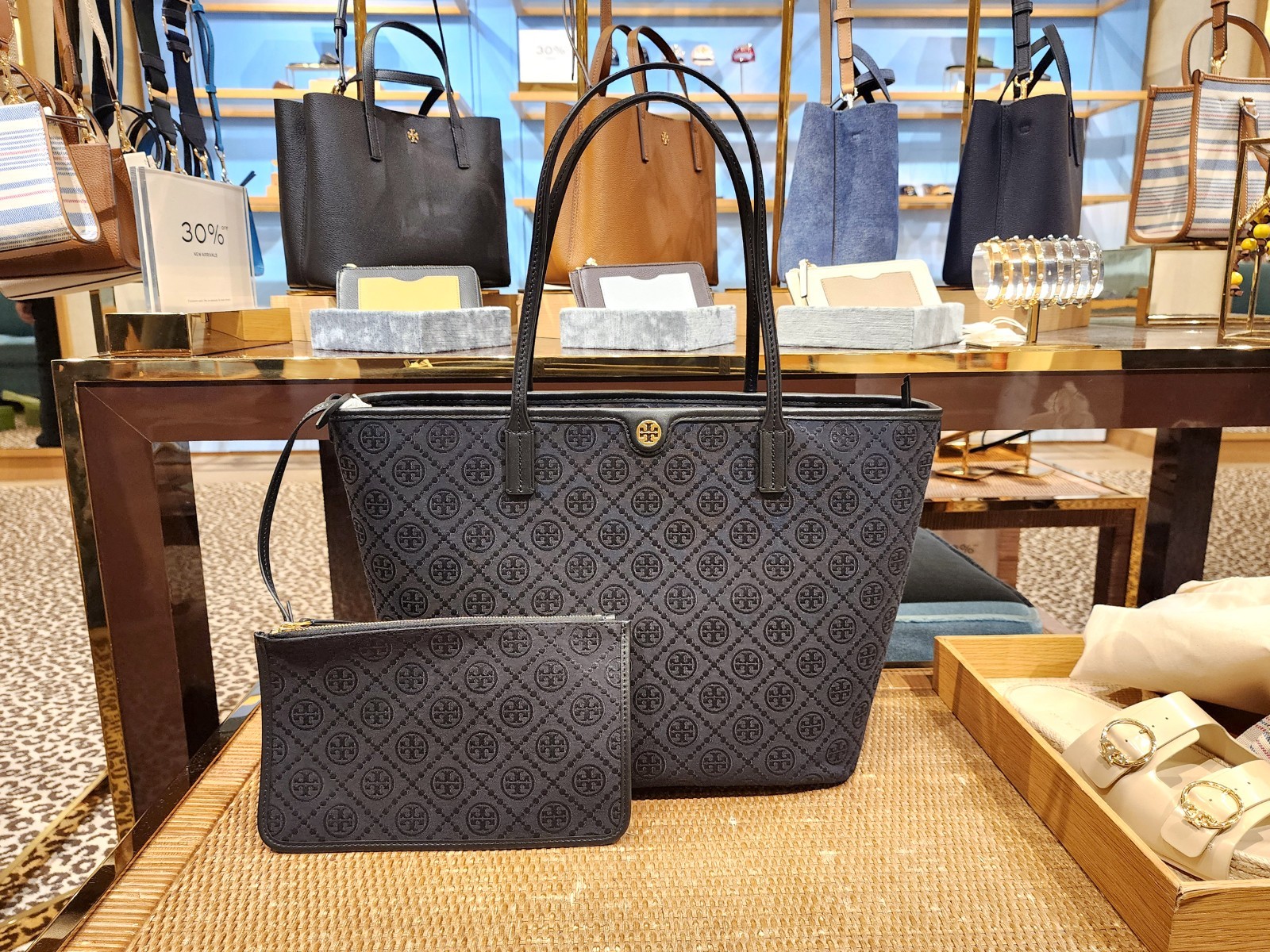 Latest Tory Burch T Monogram Black Large Tote Travel Shoulder Bag Purse 152302