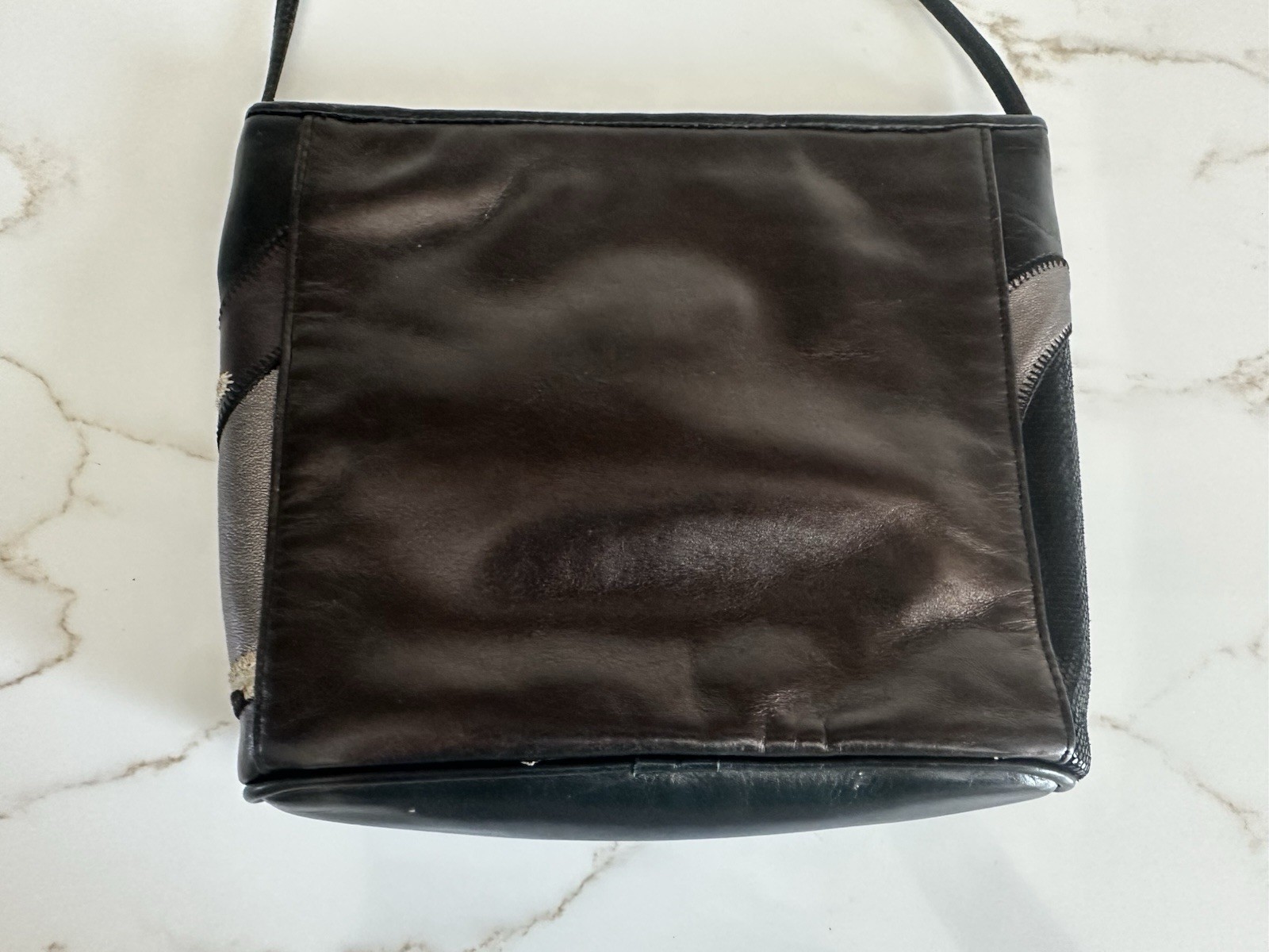 Sharif Handbag Patchwork Black Made In USA 7.5” x 6.25” x 1.75” Vintage