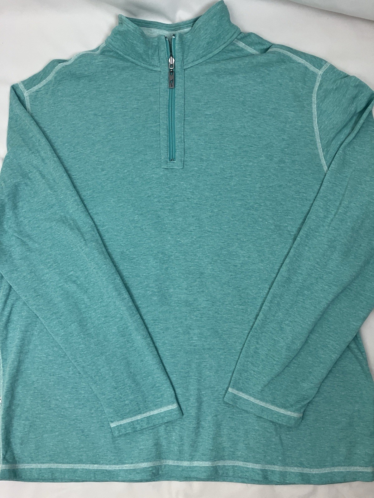 Tommy Bahama Aqua Blue Half Zip Long Sleeve Pullover Men’s Size 2XL
