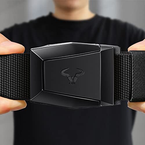 Heavy-Duty Mens Tactical Belt Adjustable Stretch Nylon with Quick-Release Buckle