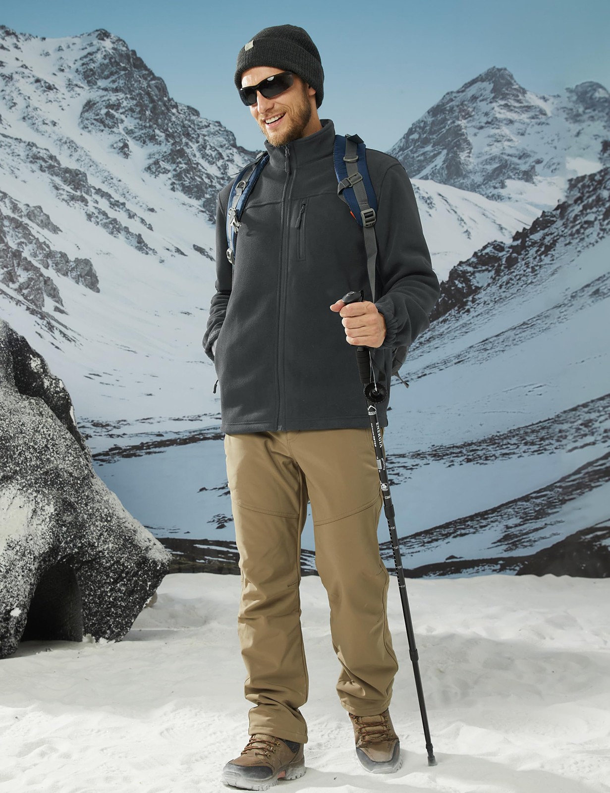 Men’s Fleece Jacket Full Zip Lightweight Winter Jackets Warm Casual Hiking Coats