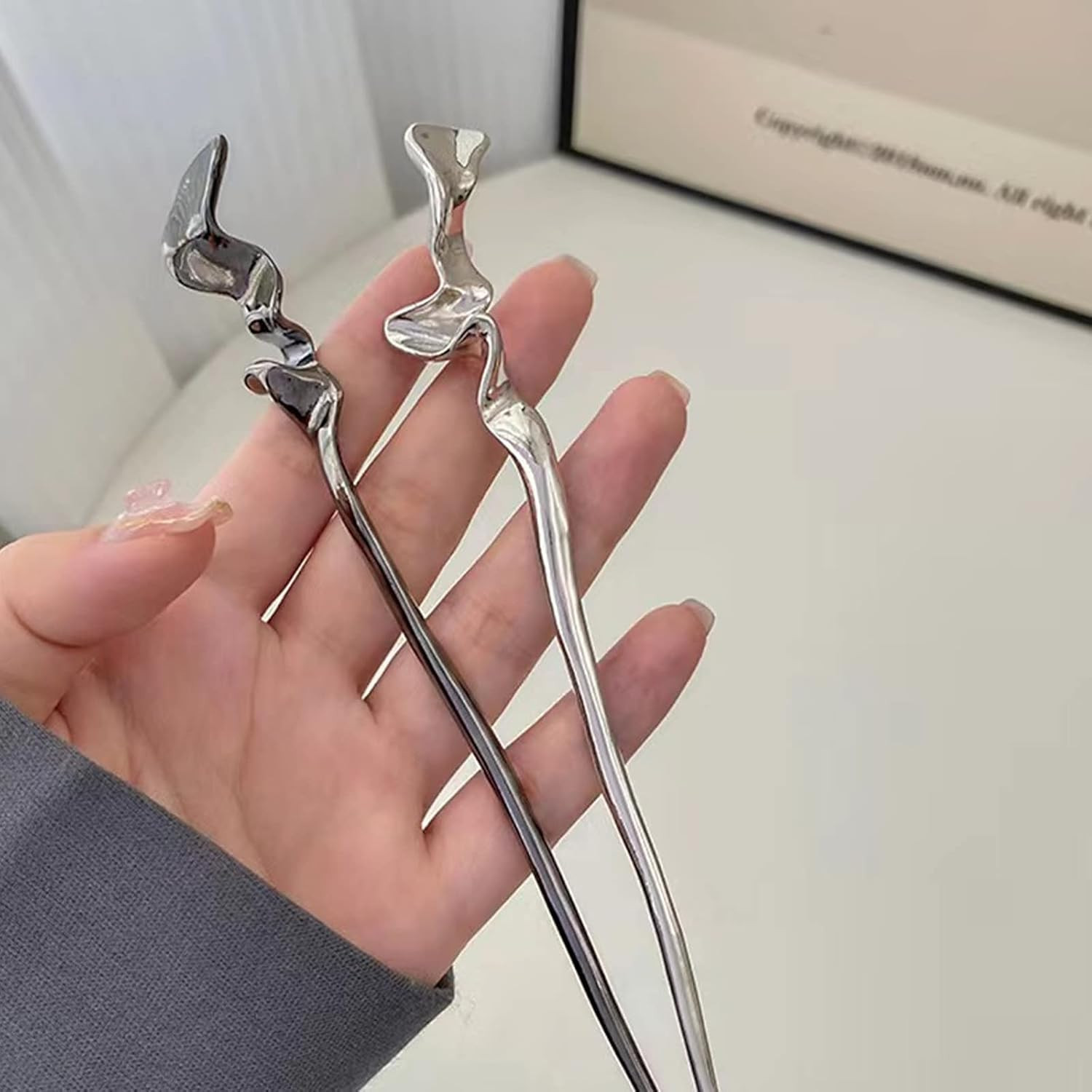 2PCS Metal Hair Sticks for Women Vintage Hair Chopsticks for Women Minimalism Ir