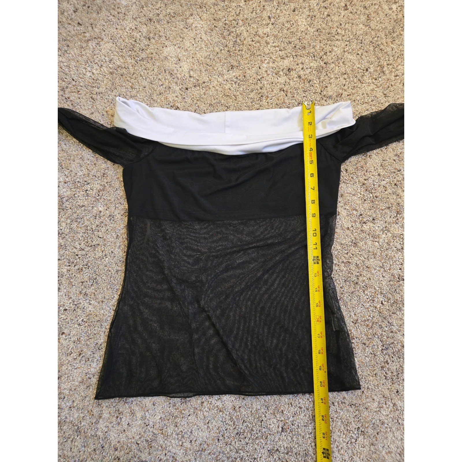 Princess Polly Black Sheer Mesh Off Shoulder Long Sleeve Top Size US 8