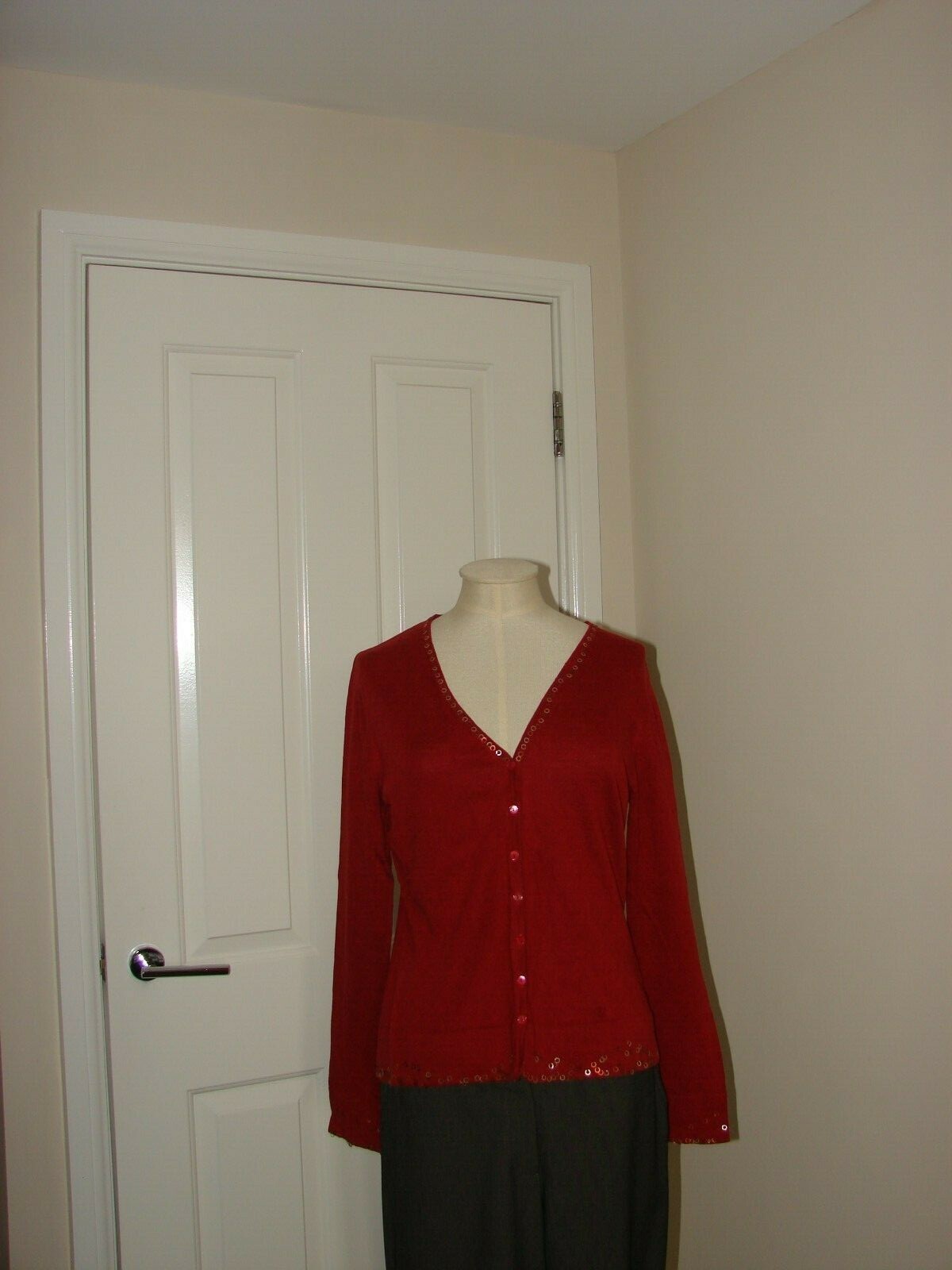 BNWOT Principles size 12 52% linen, 48% cotton rich red marl decorated cardigan