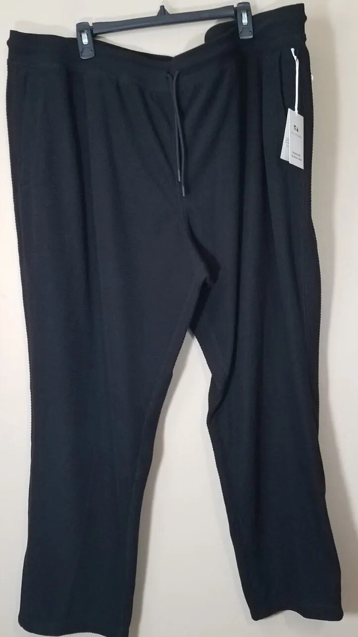 Free Assembly Grid Microfleece Sweatpants Men size 3XL Black Straight NEW