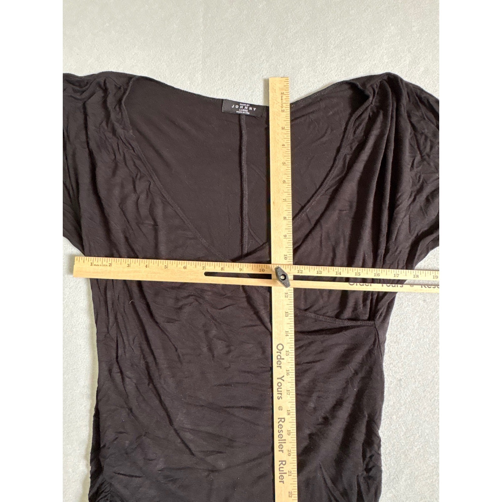 Made by Johnny Womens Black Surplice Neck Ruched Side Dolman Sleeve Top Lrg