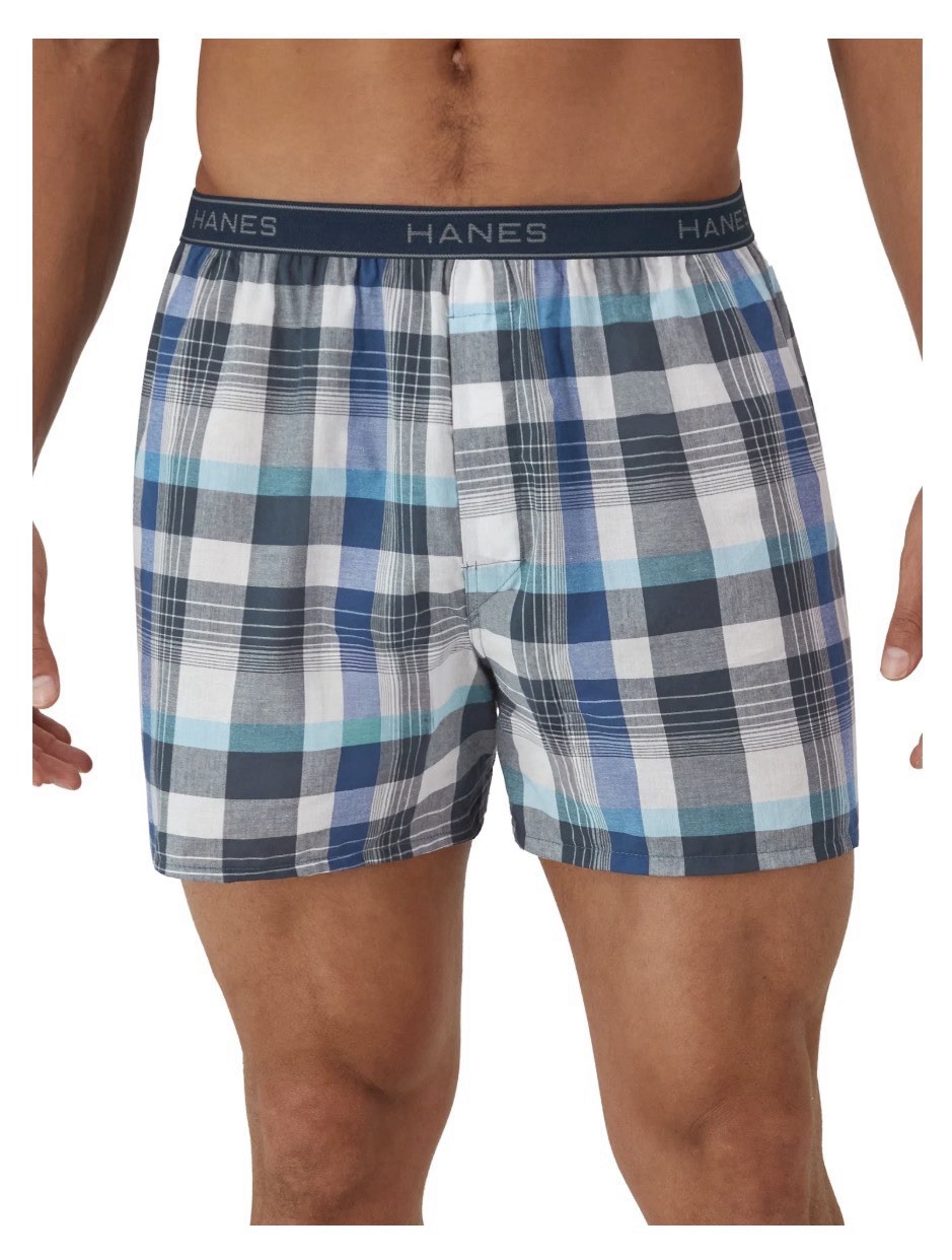 6-Pack HANES Men’s Size L Tagless Boxers Wicking Cool Comfort • Plaid