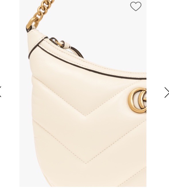 GUCCI GG Marmont Small White Chevron Leather Shoulder 777263 AAC475 9206