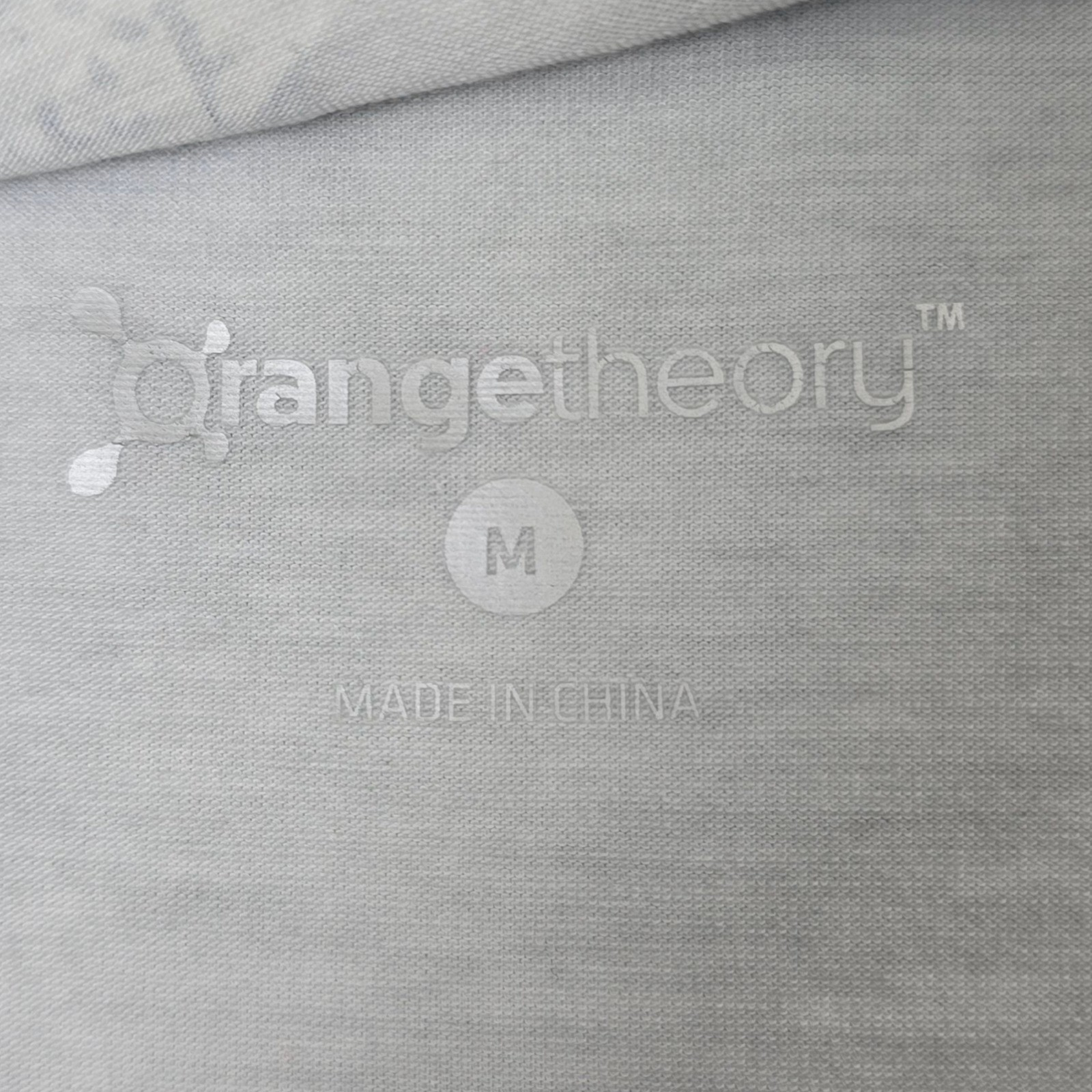 Orange Theory Long Sleeve Athletic Workout Shirt Gray Logo Lattice Back Size M
