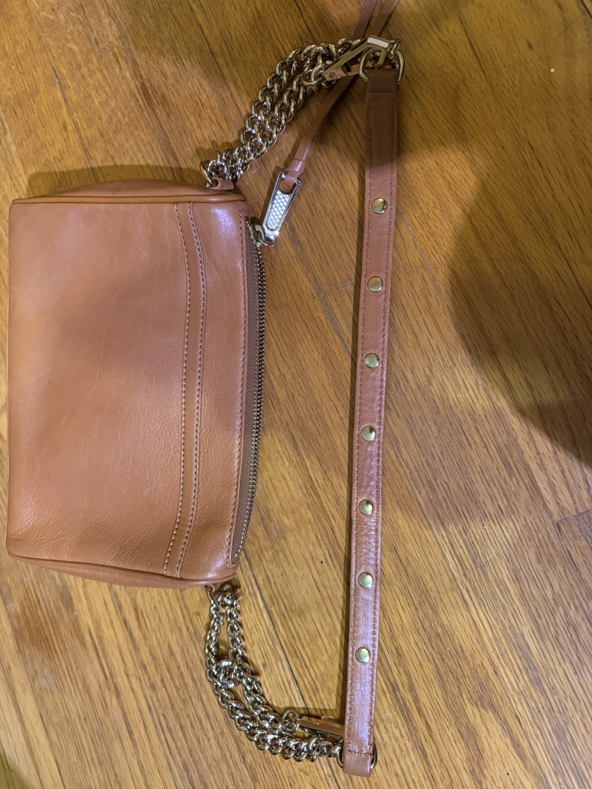 Rebecca Minkoff Mini Mac Tan Leather Chain Crossbody Shoulder Hand Bag Purse