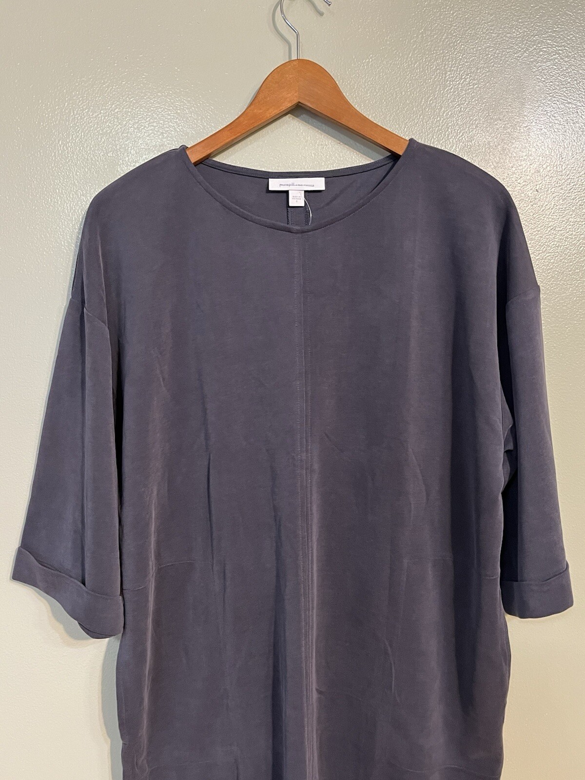 J Jill Womens Stone Washed Navy Blue Pullover Dress Pockets Comfy Soft S New