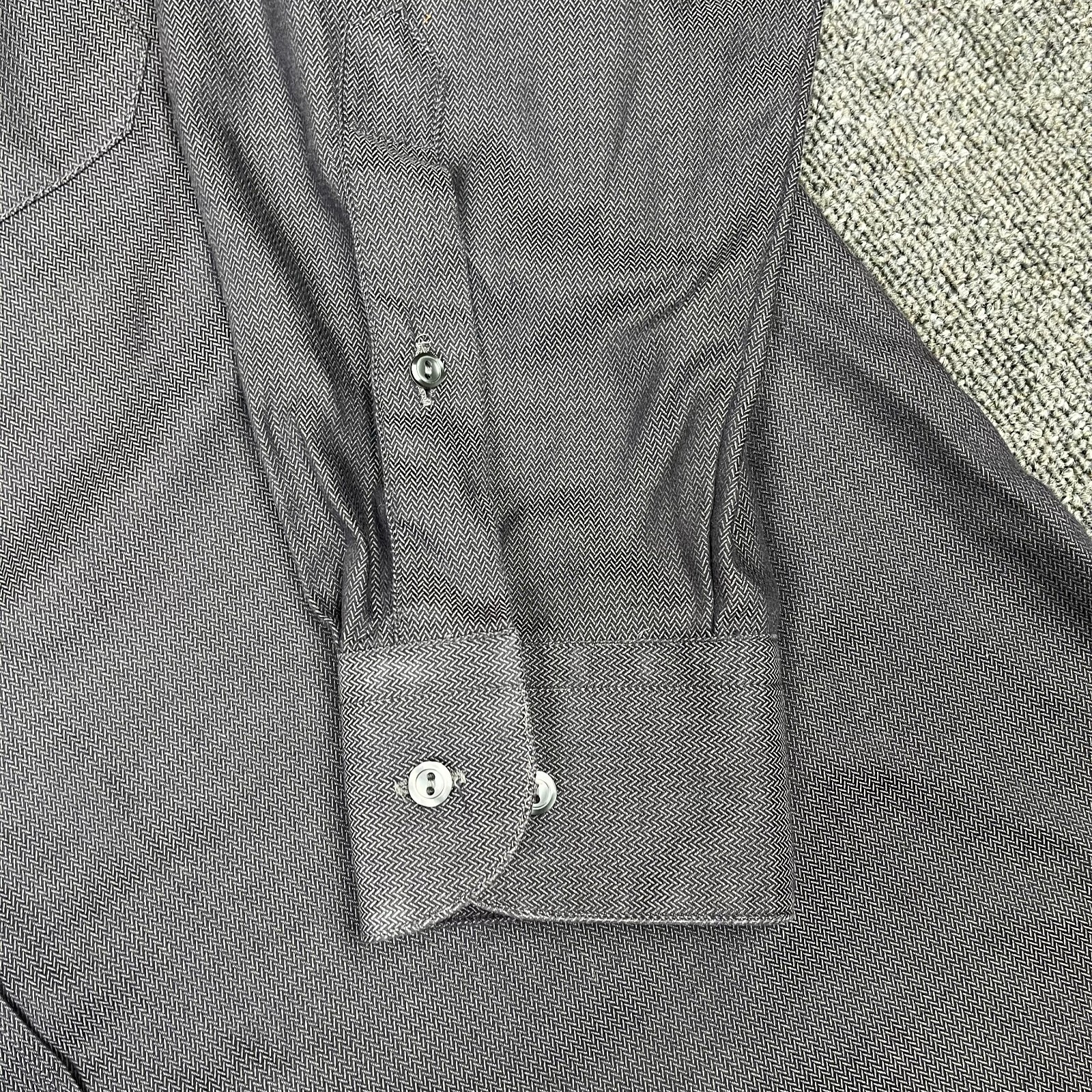 Eton Shirt Mens 16 Black Etastar Long Sleeve Barrel Cuff Pocket Smart Office
