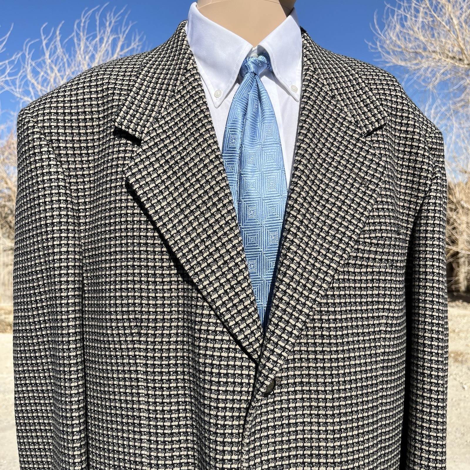Zanetti Wool Men’s (44) hounds tooth made in Italy formal business suit blazer