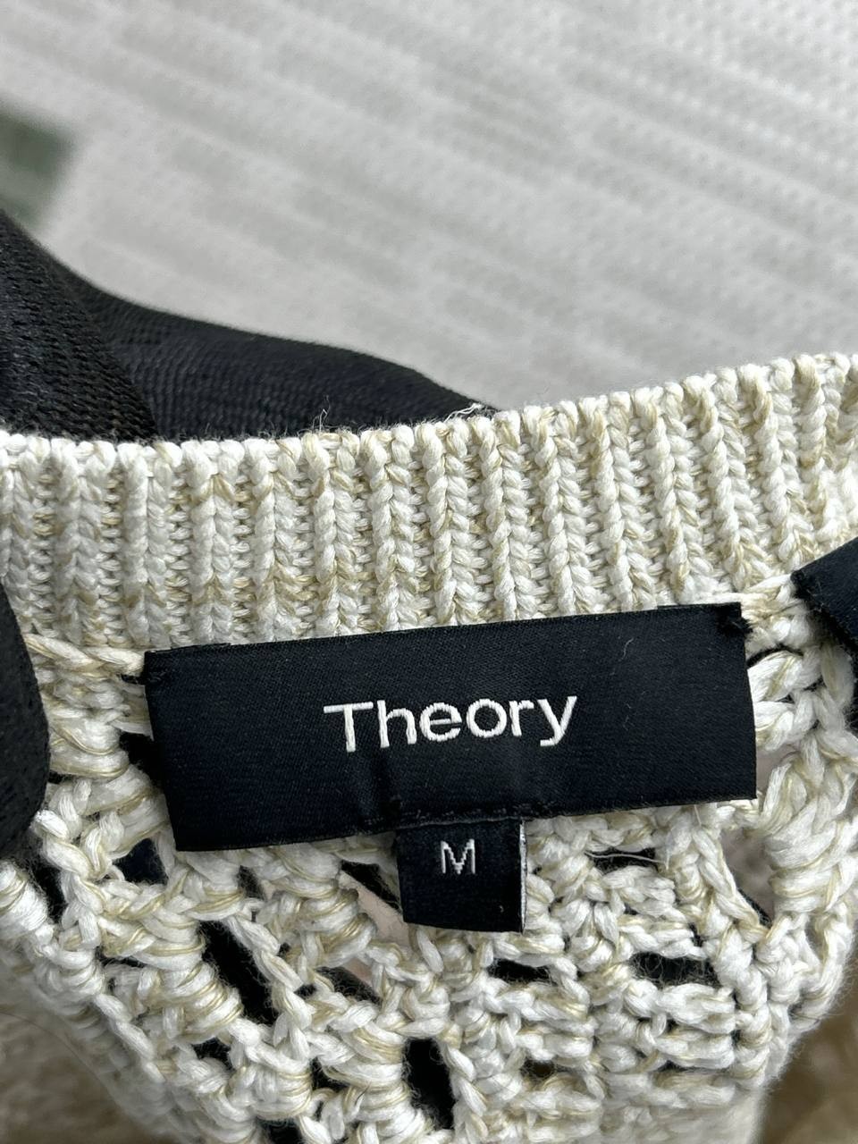 Theory Sweater Womens Medium Beige Cotton Knit Pullover
