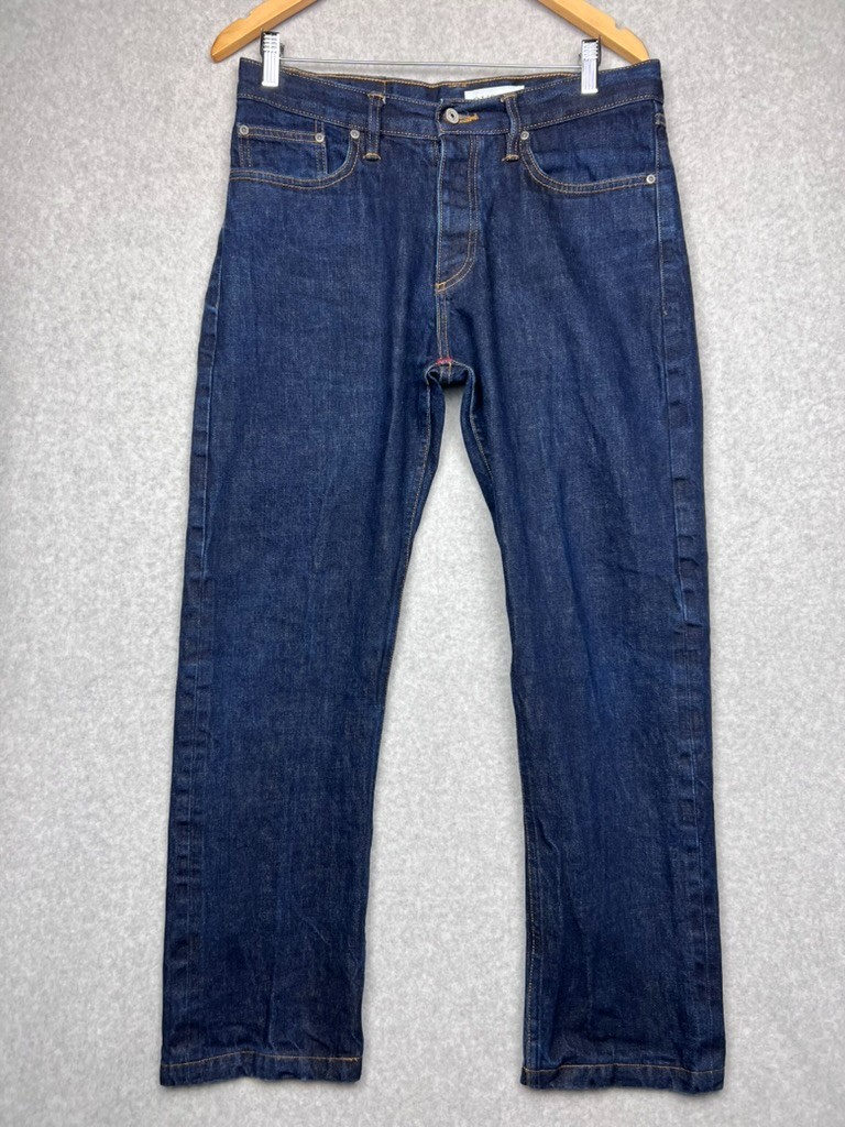 Gustin Raw Selvedge Denim Jeans 34 Straight California Button Fly USA Indigo EUC
