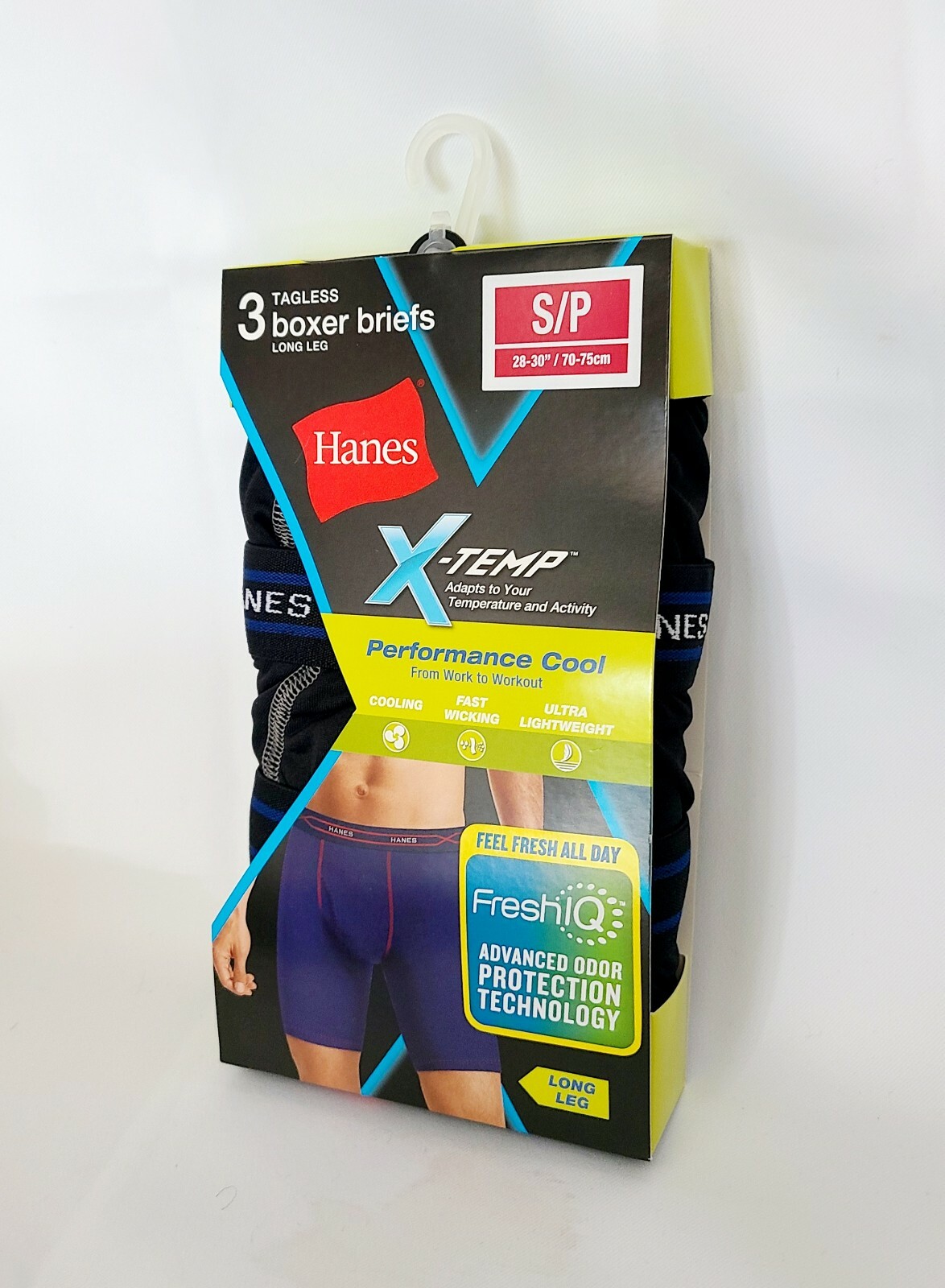 Hanes Mens X-Temp Performance Cool Long Leg Boxer Brief Underwear (3 Pair) Sz S